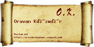 Oravan Kázmér névjegykártya